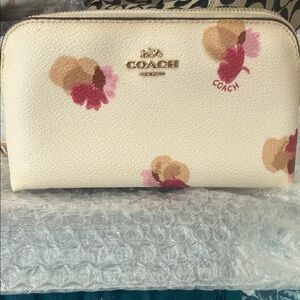Coach Floral Cosmetic Bag - Cream and Pink EUC